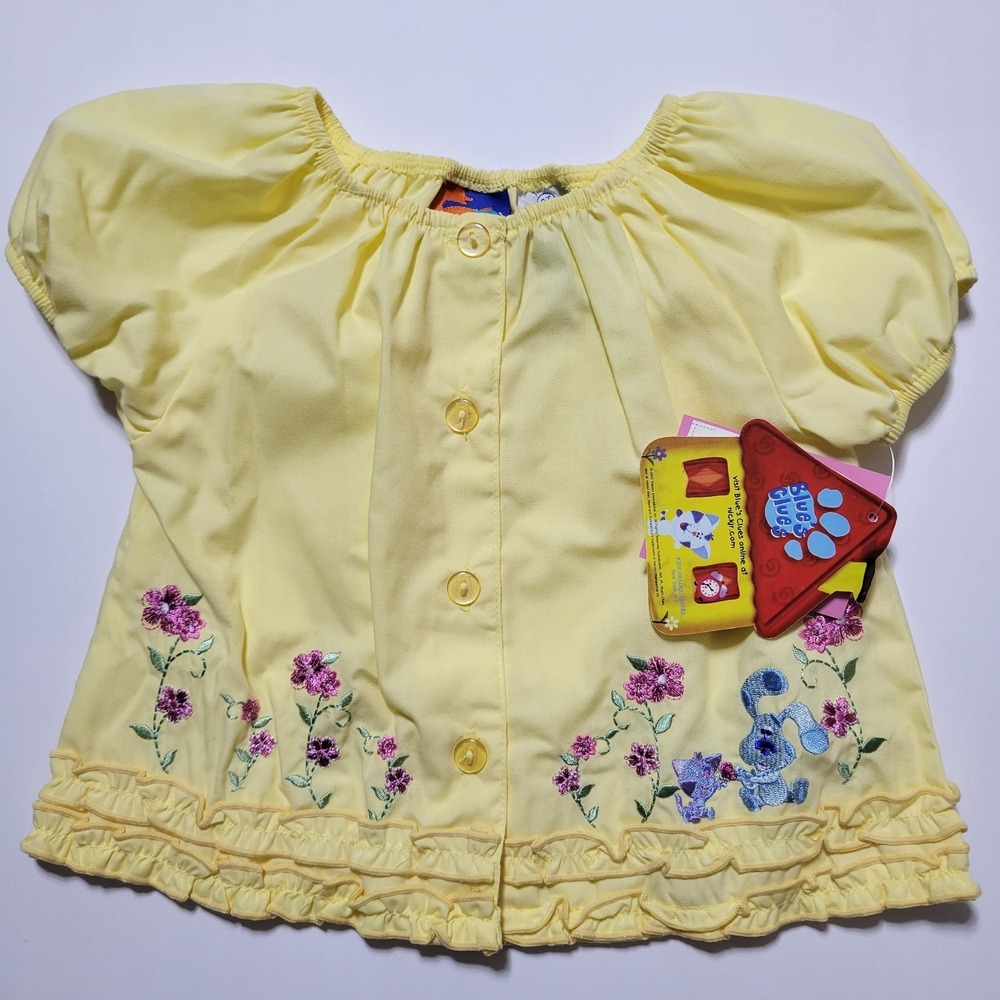 Vintage 2003 Y2K Blues Clues Embroidered Shirt Blue And Periwinkle Cat Size 4T